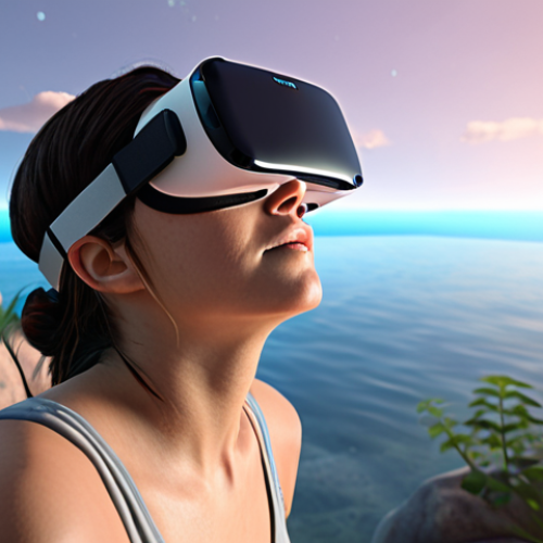 Home 21 **Image Prompt 1: Virtual Reality Therapy Experience**
"An immersive virtual reality scene depicting a user engaged in a calming therapy session. The environment is serene, with soft colors and soothing elements like nature, water, and gentle lighting, illustrating how VR helps users escape their real-life problems and explore emotions safely."